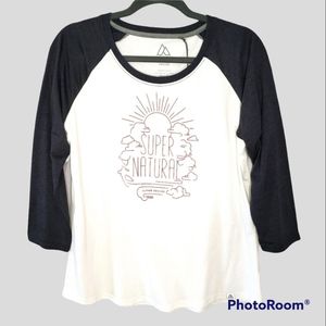 Alpine Design Womens White & Gray 3/4 Sleeve Graphic T-Shirt Size Large